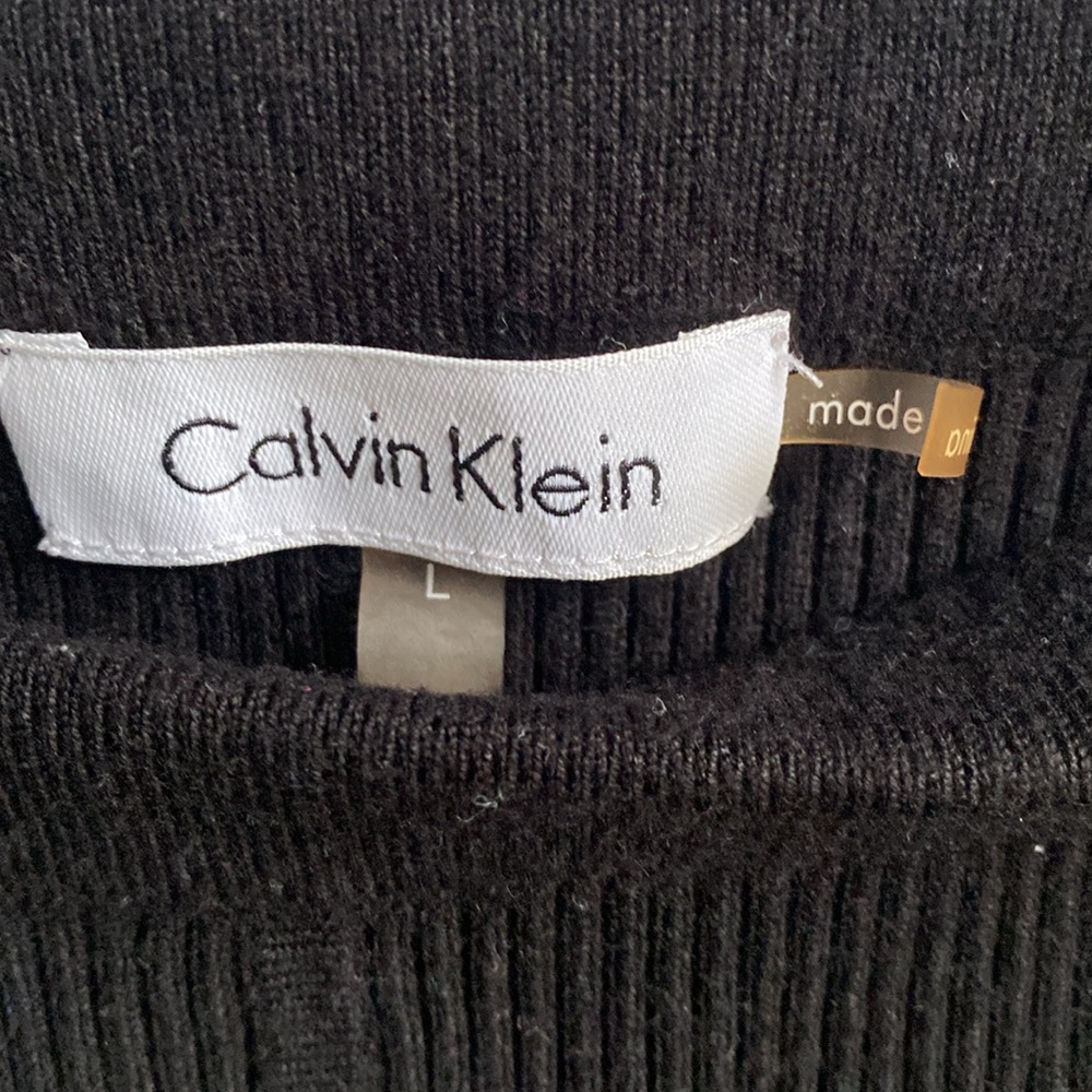 Calvin Klein Black Sweater Leggings Pants Ribbed Stretch material size Large - Picture 2 of 7